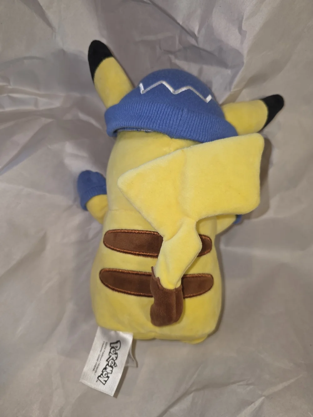 Pokemon Yellow Pikachu Plush with Blue Hat and Blue Mittens